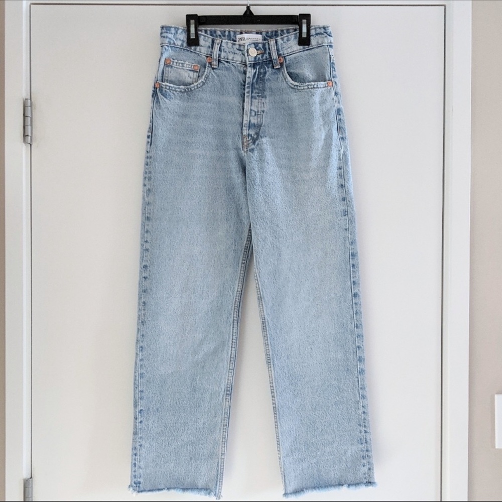 Zara High Rise Straight Leg Jeans